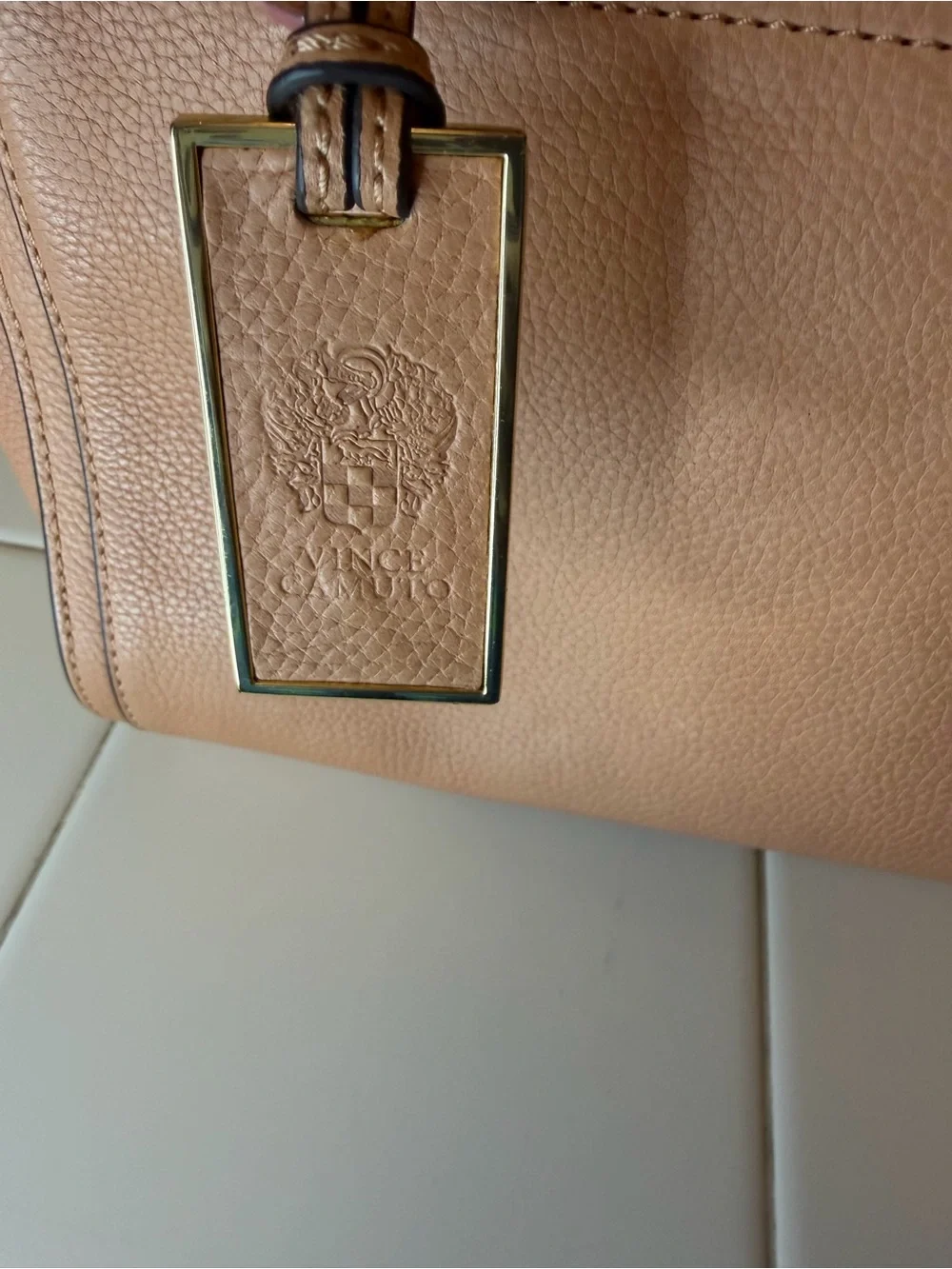 Vince Camuto Women's Structured Pebbled Leather Satchel.